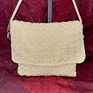 The Sak Crochet Small Crossbody/Shoulder Bag Women's Bright Cream Front Flap EUC
